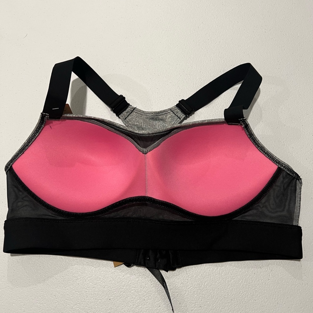Active USA Heathered Gray and Black Sports yoga athletic Bra L - Picture 10 of 12